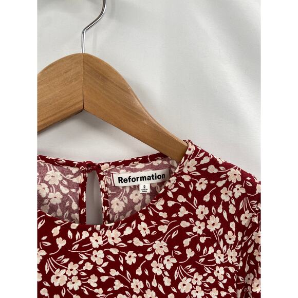 Reformation 2 Gavin Floral Midi Dress Grenadine - Picture 4 of 7